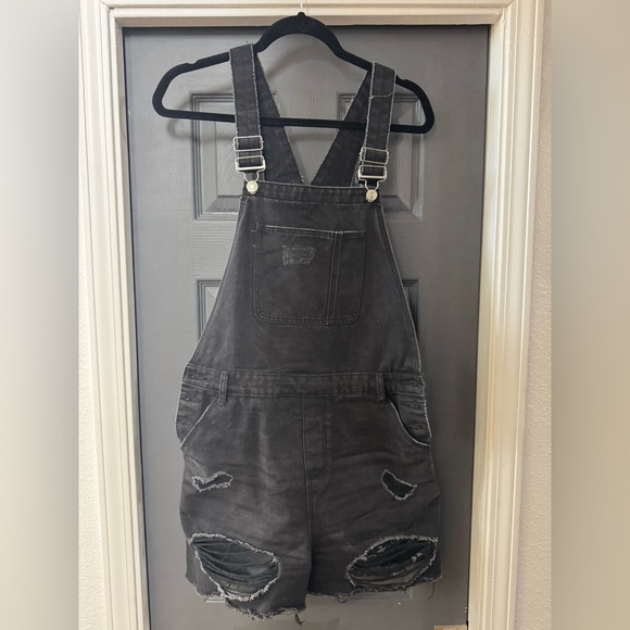 Denim&Co Classic Black Jean Overalls - Picture 1 of 4
